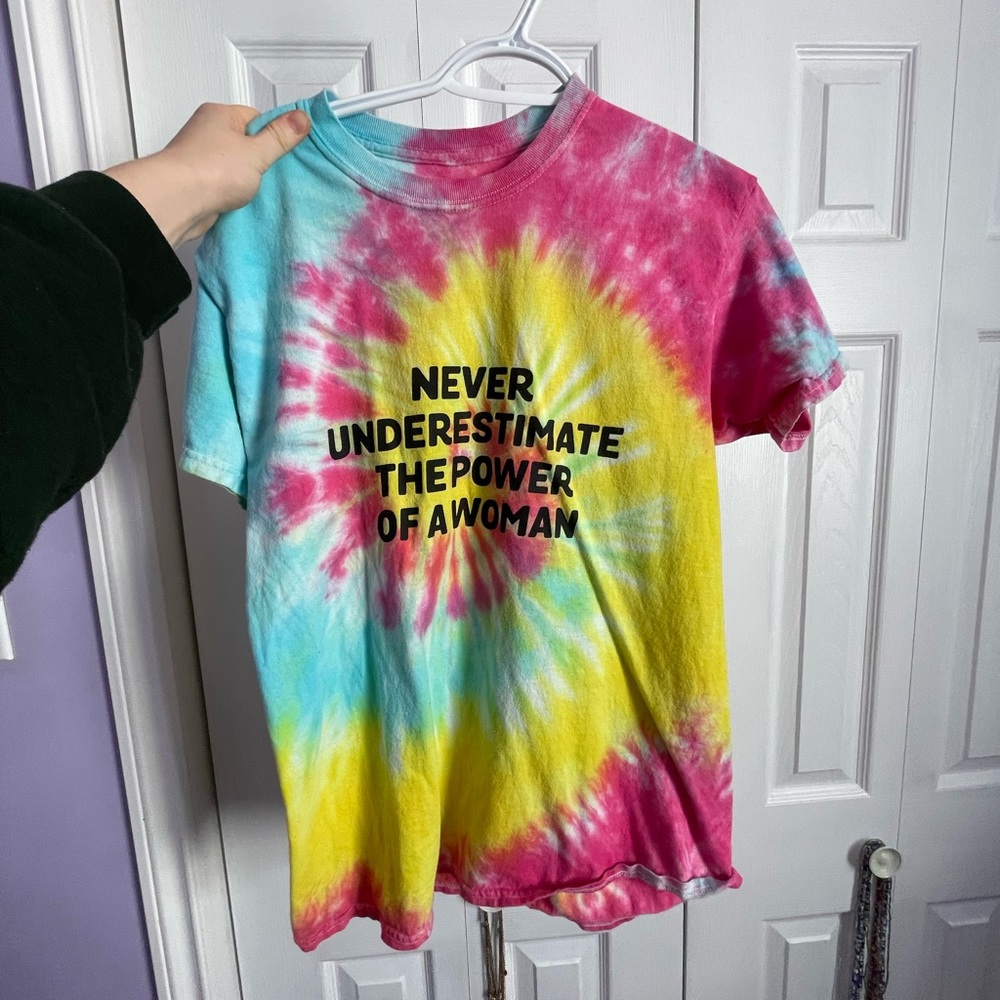 Tie dye feminism quote tee